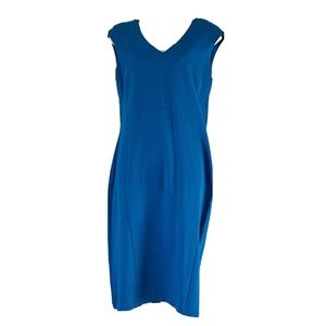 Catherine Malandrino V Neck Career Soft Lined Blue Knee Length Dress Sz 8 Medium